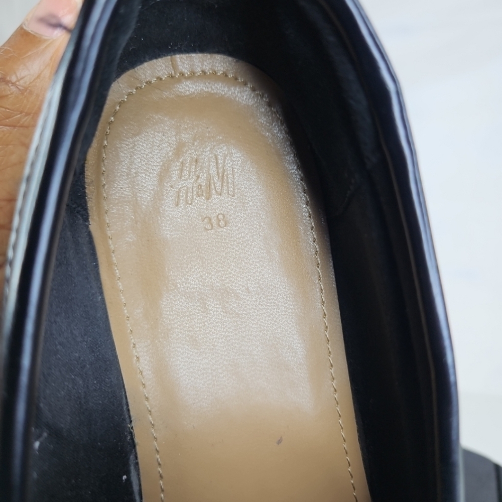 H&M Chunky Loafer Women Platform Loafer Luxury Patent Leather Casual Black Sz 38 - Picture 14 of 16
